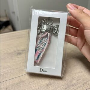 Dior Embroidered Fabric Keychain/Bag charm